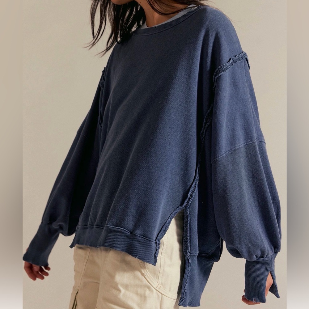 We The Free Blue Crewneck Sweater